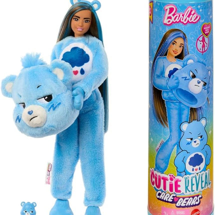 Barbie Cutie Reveal Care Bears Series Doll & Accessories Set with Grumpy Bear Costume & 10 Surprises Including Color Change & Mini Bear