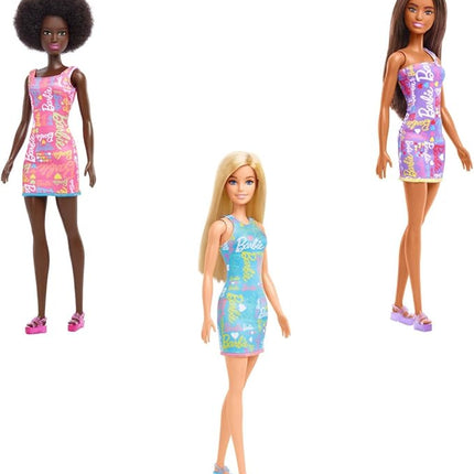 Barbie Fabulous Dolls with Signature Logo Dress Collector Bundle of 3 (Blue, Purple & Pink) | 11¾″ Fashion Dolls – Ages 3+