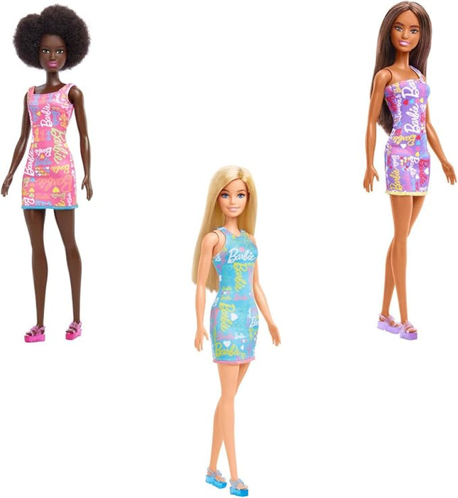 Barbie Fabulous Dolls with Signature Logo Dress Collector Bundle of 3 (Blue, Purple & Pink) | 11¾″ Fashion Dolls – Ages 3+