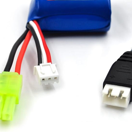 (4-Pack) 7.4V 600mAh Li-ion Battery with Mini Tamiya Plug Replacement for H102 H106 H108 H110 H112 H122 DEERC H121 TX121 RC Boats 2022 Version