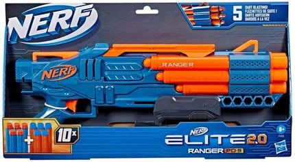 Nerf Elite 2.0 Ranger PD-5 Blaster, 5-Barrel Blasting, 10 Nerf Elite Darts, Easy to Use, Dart Storage, Pump Action