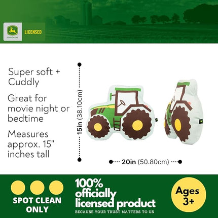 John Deere Trailer Tractor Kids Bedding Super Soft Plush Decorative Throw Pillow, 20 in, (Officially Licensed Product) by Franco Collectibles