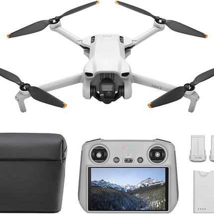 DJI Mini 3 Fly More Combo (DJI RC), Drones with Camera for Adults 4K, 3 Batteries for 114-min Flight Time, Vertical Shooting, 32800ft (10km) Video Transmission, Lightweight Mini Drone for Beginners
