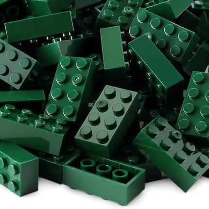 Feleph 100pcs 2x4 Bricks Dark Green Pieces Parts Classic Building kit Creative Play Set Basic Blocks Toy Accessories Compatible with 3001 Major Brands