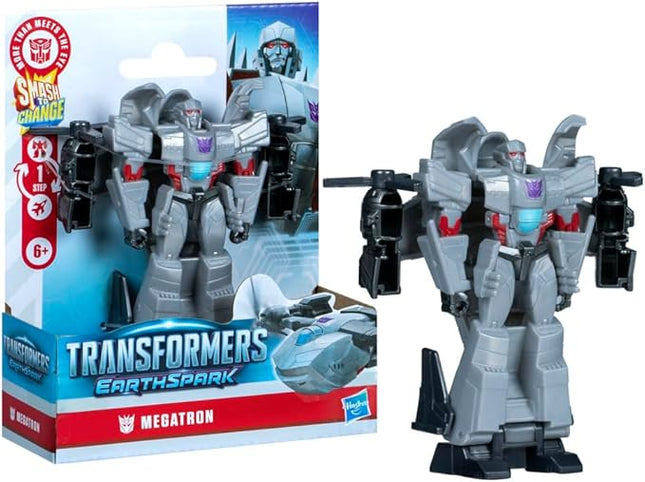 Transformers EarthSpark 1-Step Smash Changers Megatron 4-Inch Action Figure, Robot Toys for Boys and Girls 6 and Up