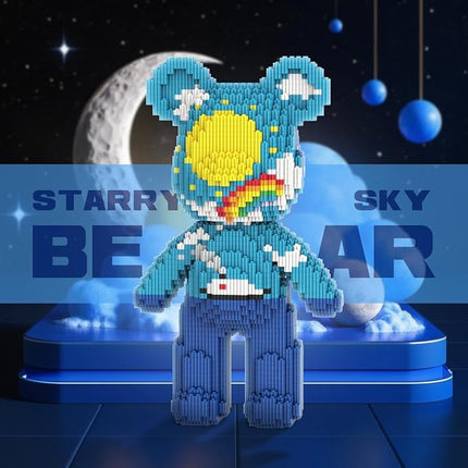 DAHONPA Bear Micro Building Blocks Set(3680 Pieces), Day & Night Bearbrick, Rainbow Sky Ocean Creative Art Toy Bear, Collectible Decoration Gift