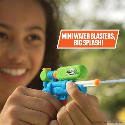 NERF Super Soaker Nano Soakers with Keychain – 2 Pack Mini Water Blasters with 18 Ft Range for Big Battles