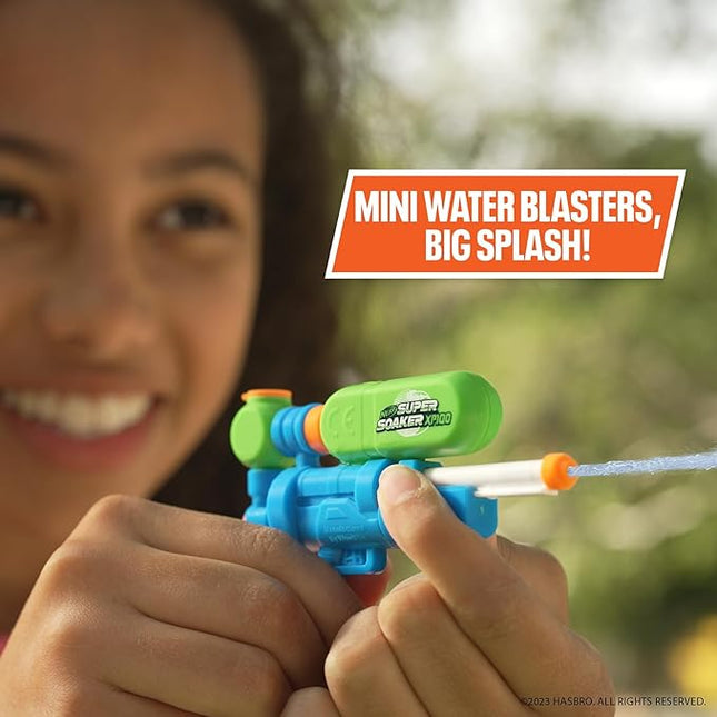 NERF Super Soaker Nano Soakers with Keychain – 2 Pack Mini Water Blasters with 18 Ft Range for Big Battles