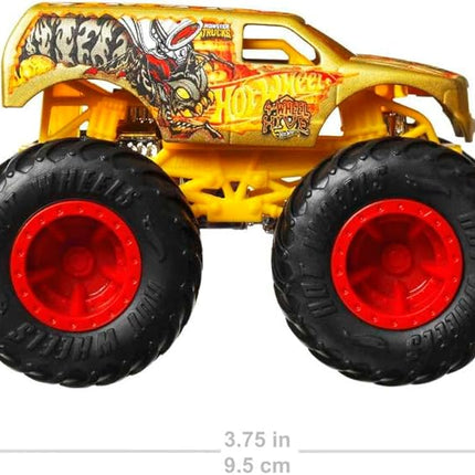 Hot Wheels Monster Trucks, 1:64 Scale Monster Trucks Toy Trucks, Set of 4, Giant Wheels, Favorite Characters and Cool Designs