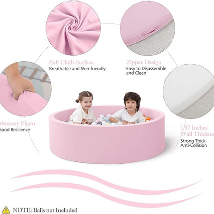 47.2"x 13.8" Foam Ball Pit, Large Ball Pits for Toddlers, Soft Round Playpen Ball Pool for Kids, Ideal Gift for Child Indoor and Outdoor Game, Pink(Balls not Included)