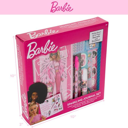 Barbie Sparkle Journal Set for Kids, Journal Kit with Stickers and Gems