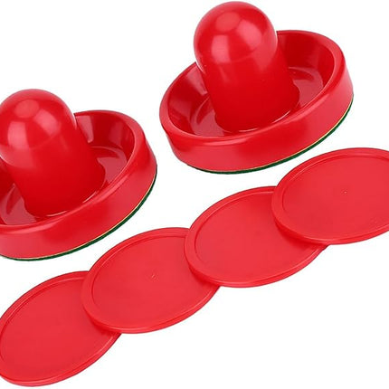 Table Air Hockey Red Pushers and Pucks Set, Plastic Air Hockey Goalies Pushers Pucks Set for Standard Air Hockey Tables