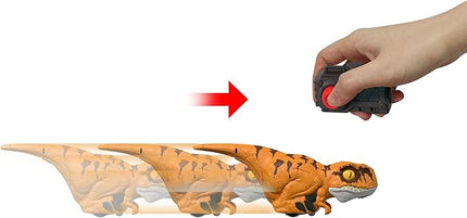 Mattel Jurassic World Dominion Uncaged Dinosaur Toy with Chomp Motion & Roar Sound, Rowdy Roars Atrociraptor Tiger Dino Action Figure