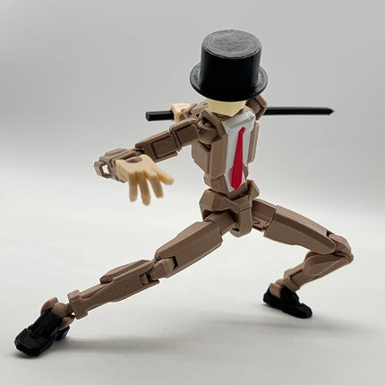 3D Printed 5.54-inch Multi-Jointed Action Figures Dummy13, Full Body Mechanical Movable Toy, Multiple Accessories, Hand Painted Figure, Desk Decoration, Creative Gifts (Gentleman Apricot)