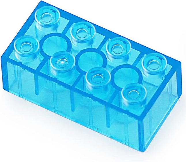 Feleph 100pcs 2x4 Bricks Trans-Medium Blue Pieces Parts Building kit Creative Play Set Blocks Classic Toy Accessories Compatible with 3001 Major Brands