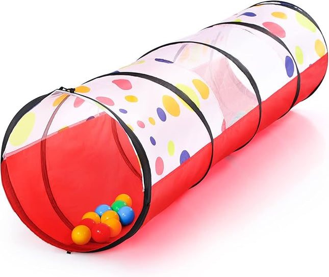 PigPigPen Kids Tunnel for Toddlers,Pop Up Play Tunnel Tent for Babies or Dogs, Indoor & Outdoor Toys for Kids Backyard Playset (Red Spots Play Tunnel)
