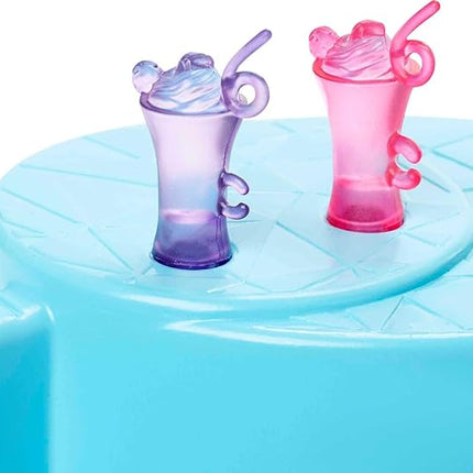 Barbie Doll & Pool Playset with Pink Slide, Beverage Accessories & Towel, Blonde Fashion Doll in Tropical Swimsuit