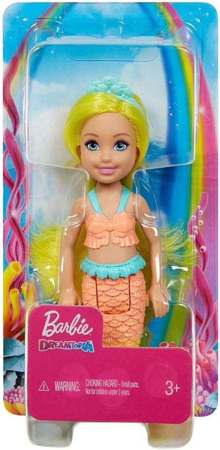 Barbie Dreamtopia Chelsea Mermaid Doll, 6.5-inch with Yellow Hair and Tail
