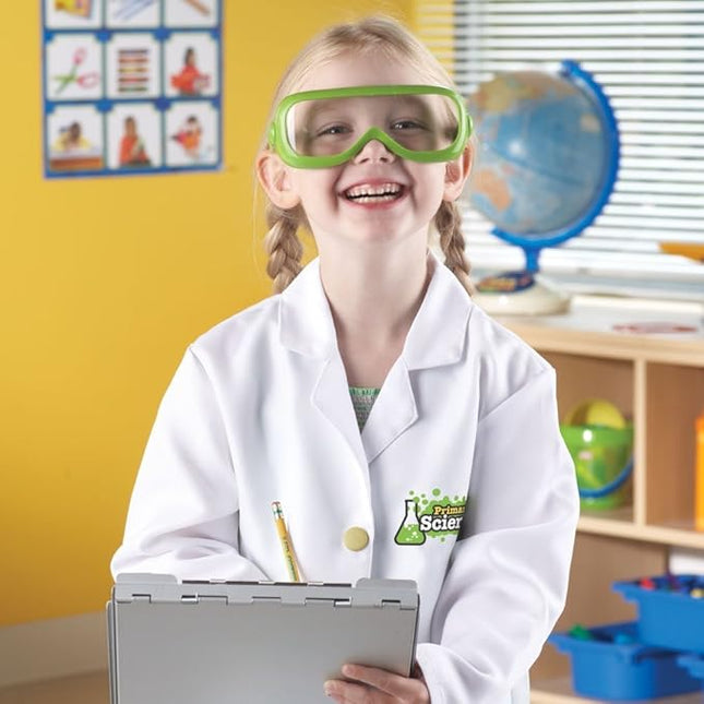 Learning Resources Primary Science Lab Gear - Kids Lab Coat and Goggles, Pretend Play Scientist Gear and Career Costumes for Kids, Mad Scientist Costume, Toddler Dress-Up Set, STEM Play, Ages 3-6