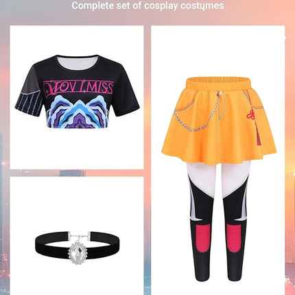 Girls Demon Pop Singer Hunters Costume 3-14 Years Stage Dance Idol Cosplay Outfit, Kids Halloween Costumes