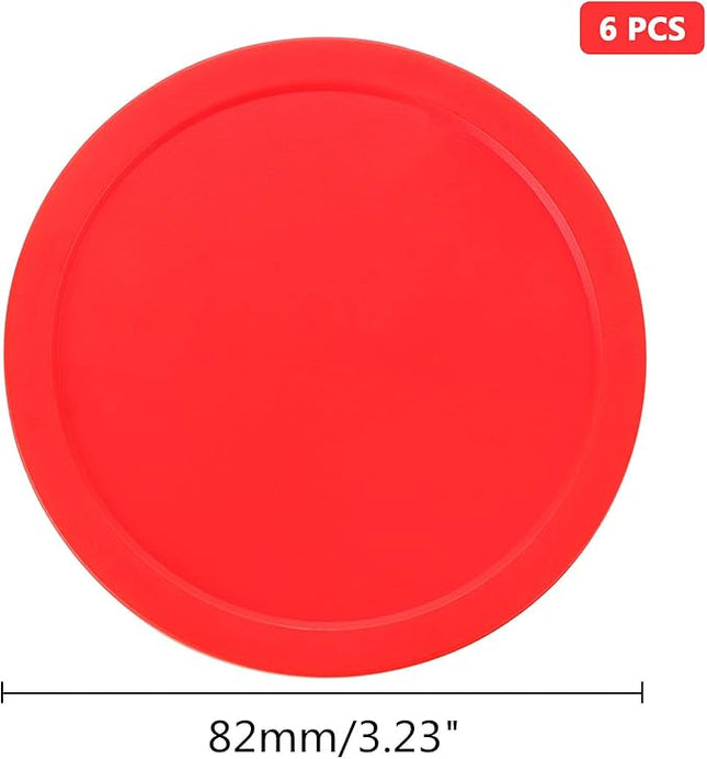 6 Pack 3 1/4 Inches Air Hockey Pucks Full Size Heavy Replacement Pucks for Air Hockey Tables (Red 82mm)