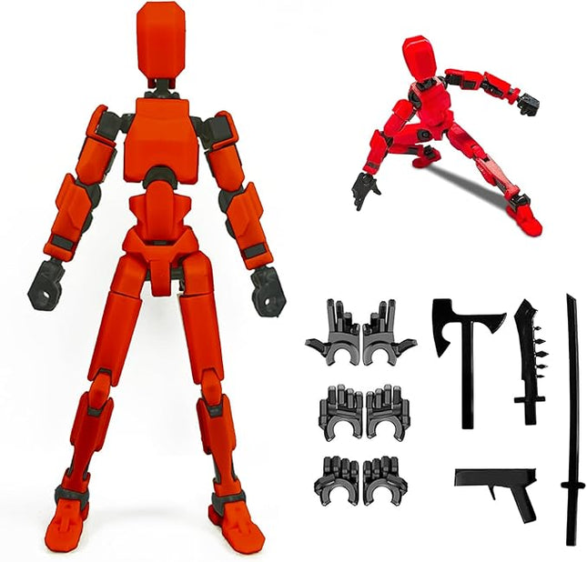 Titan13 Action Figure, Lucky Robot 13 Action Figure,3D Printed Multi-Jointed Movable Action Figures,Dummy Robot 13 Figure Creative Gifts for Kids Adults(Red)