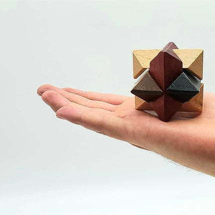 Wooden Brain Teaser Puzzles 6 Pack - 3D Brain Teasers for Adults & Kids - Educational and Fun Gift Ideas - Mind Puzzles for Adults