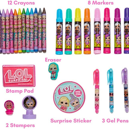 LOL Surprise Deluxe Activity Set for Kids with Carrying Tin, Coloring Sheets, Tattoos, Stickers, & Art Supplies, 200+ Pieces