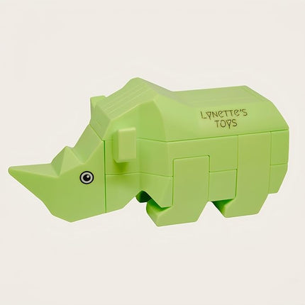 Lynette's Toys Lenged of Zanghai Tranditional Chinese LUBAN Lock 3D Puzzle Animal - Creative Interlocking Toy,Brain Teaser for Kids Aged 6+ Toy, Brain Bolt, Montessori (Rhino)
