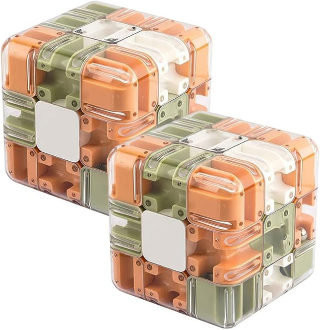 Large Labyrinth 3D Puzzle Maze Cube - Engaging Brain Teaser Toy, High Difficulty Puzzle, 3D Magic Cube Maze Ball Puzzles - Spatial Awareness Brain Training Toy ﻿(2PCS)