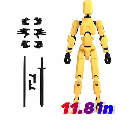 T13 Action Figure Assembly Completed,Large 11.8-inch 3D Printed T13 Action Figure, Titan 13 Action Figure Dummy 13 Action Figure Lucky 13 Action Figure 3D Printed Multi-Jointed Movable (Golden Giant)
