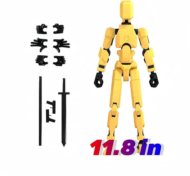 T13 Action Figure Assembly Completed,Large 11.8-inch 3D Printed T13 Action Figure, Titan 13 Action Figure Dummy 13 Action Figure Lucky 13 Action Figure 3D Printed Multi-Jointed Movable (Golden Giant)
