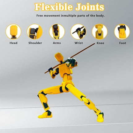 T13 Action Figure Assembly Completed,Large 11.8-inch 3D Printed T13 Action Figure, Titan 13 Action Figure Dummy 13 Action Figure Lucky 13 Action Figure 3D Printed Multi-Jointed Movable (Golden Giant)