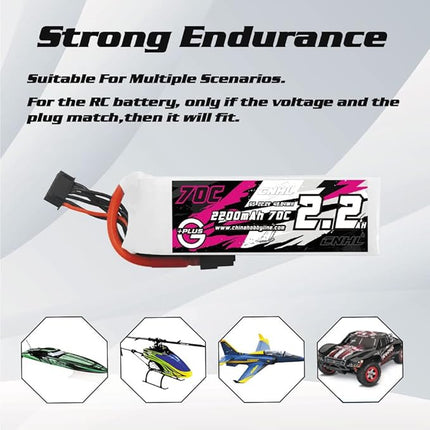 CNHL 2200mAh 6S Lipo Battery 22.2V 70C with XT60 Plug for RC Car Airplane Truck Boat Buggy Heli Airplane Drone (2 Packs)