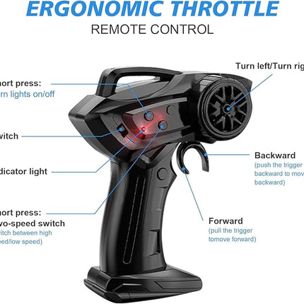 Drift RC Car for Electric Toy Car Hobby Racing Car Toys with Controller,1:24 4WD High Speed RC Drift Cars with LED Lights,Drifting Tires＆Two Batteries,Christ.mas Gift for Adults & Kids