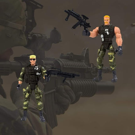 DC-BEAUTIFUL 12 Pack Military Soldier Special Forces SWAT Counter-Strikes Joint Movable Elite Model with Weapon