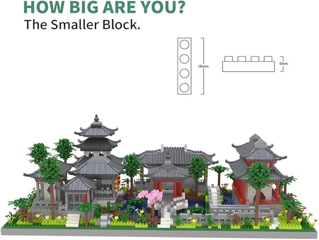 Architecture Chinese Style of Suzhou Garden,Set 2 Center of Courtyard,Micro Block,Classical Famous Building Block Set,Asian Cultures,3888 PCS for Adults and Teens