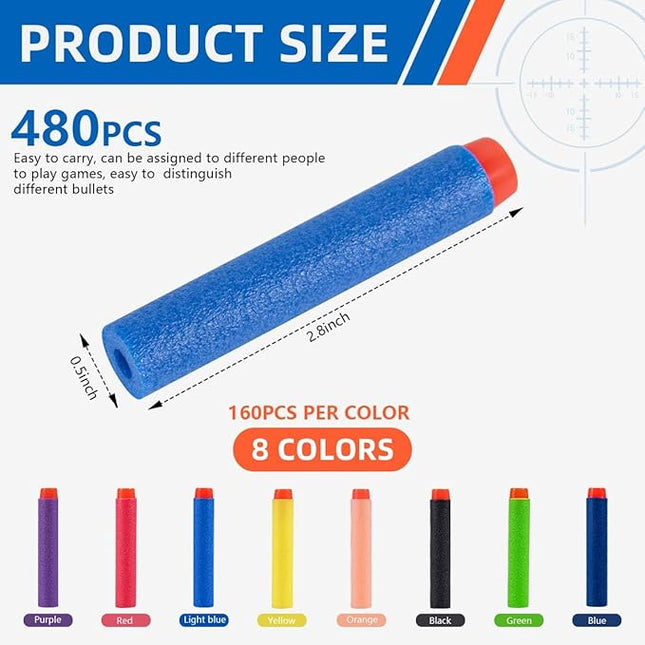 240 Pcs Colorful Refill Darts Bullets Ammo Pack for Nerf N-Strike Elite Series Blasters