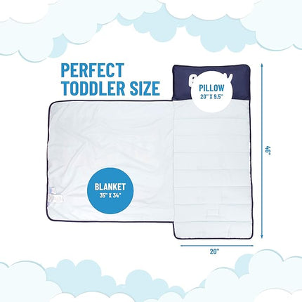 Jay Franco Kids Nap Mat with Embedded Pillow & Blanket – Soft 46"x20" Microfiber Sleeping Bag with Name Tag & Handle