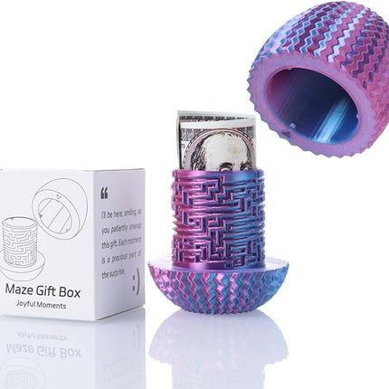 Egg-Shaped Maze Gift Box - Money Box for Cash Gifts, Puzzle Box for Boys & Girls, Easter Gift Box with Hidden Compartments, Easter Present for Birthdays & Special Occasions (Red-Blue Gradient)