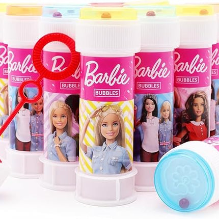 Toyland® Pack of 12 Barbie Bubble Tubs with Wands, 2fl oz Solution & Novelty Maze Lid - Pocket Money & Party Bag Toys