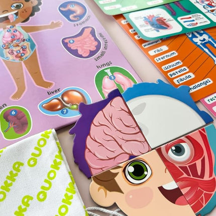 QUOKKA Magnetic Puzzles for Kids – Montessori Puzzles for Toddlers 3-5 – Preschool Game Learning Human Body Parts Anatomy Skeleton – Educational Toys for Boy & Girl