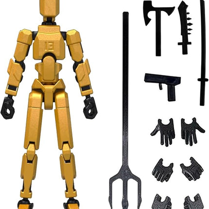 Titan 13 Action Figure, Action Figures, Titan 13 Action Figure 3D Printed Robot Multi-Jointed Movable, Desktop Decorations for Game Lovers（Golden）