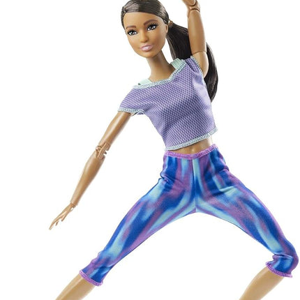 Barbie Made to Move Doll with 22 Flexible Joints & Curly Brunette Ponytail Wearing Athleisure-wear for Kids 3 to 7 Years Old