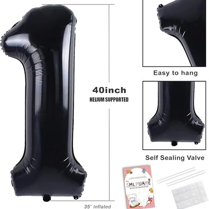 Smlpuame 40 inch Number Balloon 0-9 Black Large Number 4 Balloons,Digital Balloons for Birthday Party Celebration Decorations Supplies, Helium Foil Number Balloons for Wedding Anniversary