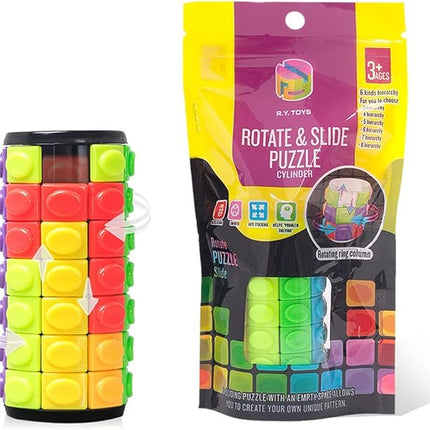 R.Y.TOYS Rotate and Slide Puzzle-Design Patent,Fidget Toys(Restore Order/Create Patterns) 8 Colors,7 Layers-Detach Piece for Quick Play,Brain Teaser,Sensory Toys,Birthday Gifts,Easter Basket Stuffers