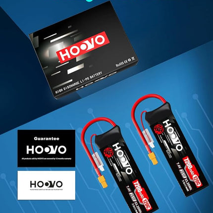 HOOVO 2S Lipo Battery, 7.4V 7200mAh 120C RC Battery Pack,Softcase with XT60 Plug for RC Car Truck Buggy Crawler Airplane Boat RC Vehicle,2Packs