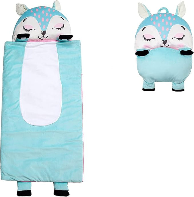 Kid's Nap Buddies Character Preschool Nap Mat, Toddler Sleeping Bag with Pillow for Daycare, Ages 3+