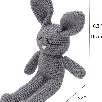 Moni's Choice Stuffed Plush Baby Crochet Bunny Rabbit Easter Gifts Handmade Stuffed Animal Hand-Knit Doll Granddaughter Grandson Lovey Sleep Toy Newborn(Grey)
