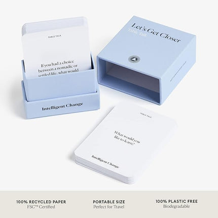 Intelligent Change Get Closer: Table Talk Conversation Cards, Dinner Party Conversation Starters, Fun Talking Card Game Friends, Family, & Couples, Icebreaker Game 52 Question Cards